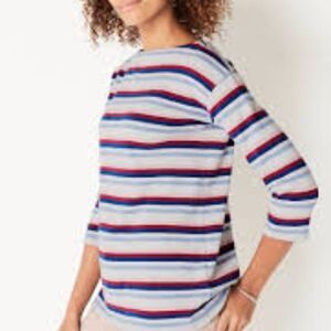 J. Jill Textured Striped Boat-Neck Top Shirt in Quartz Pink Multicolor Size 3X